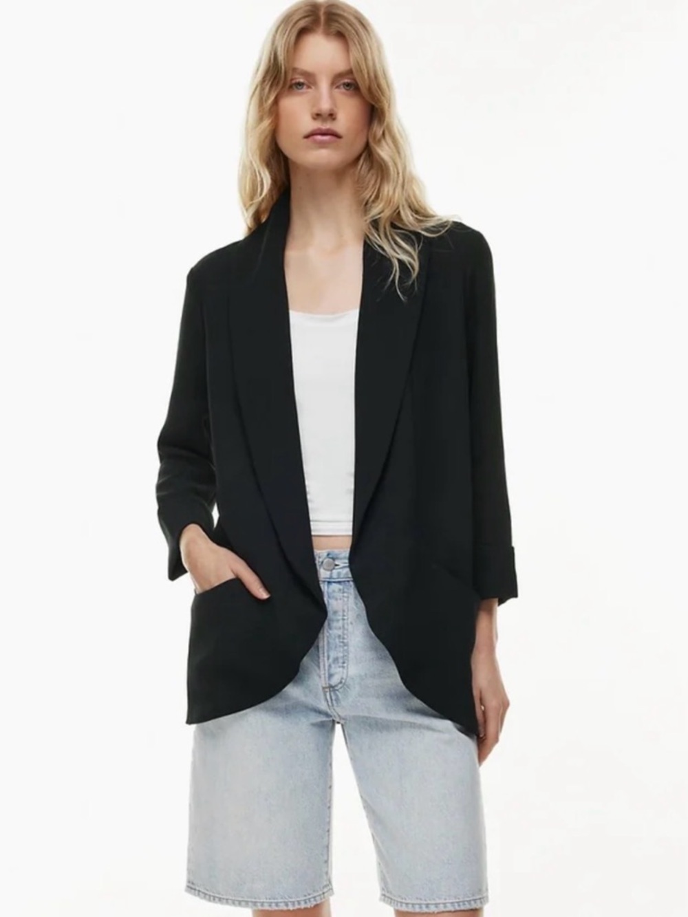 Aritiza Wilfred - Chevalier Jacket Blazer Crepe Open-Front Blazer Jacket
